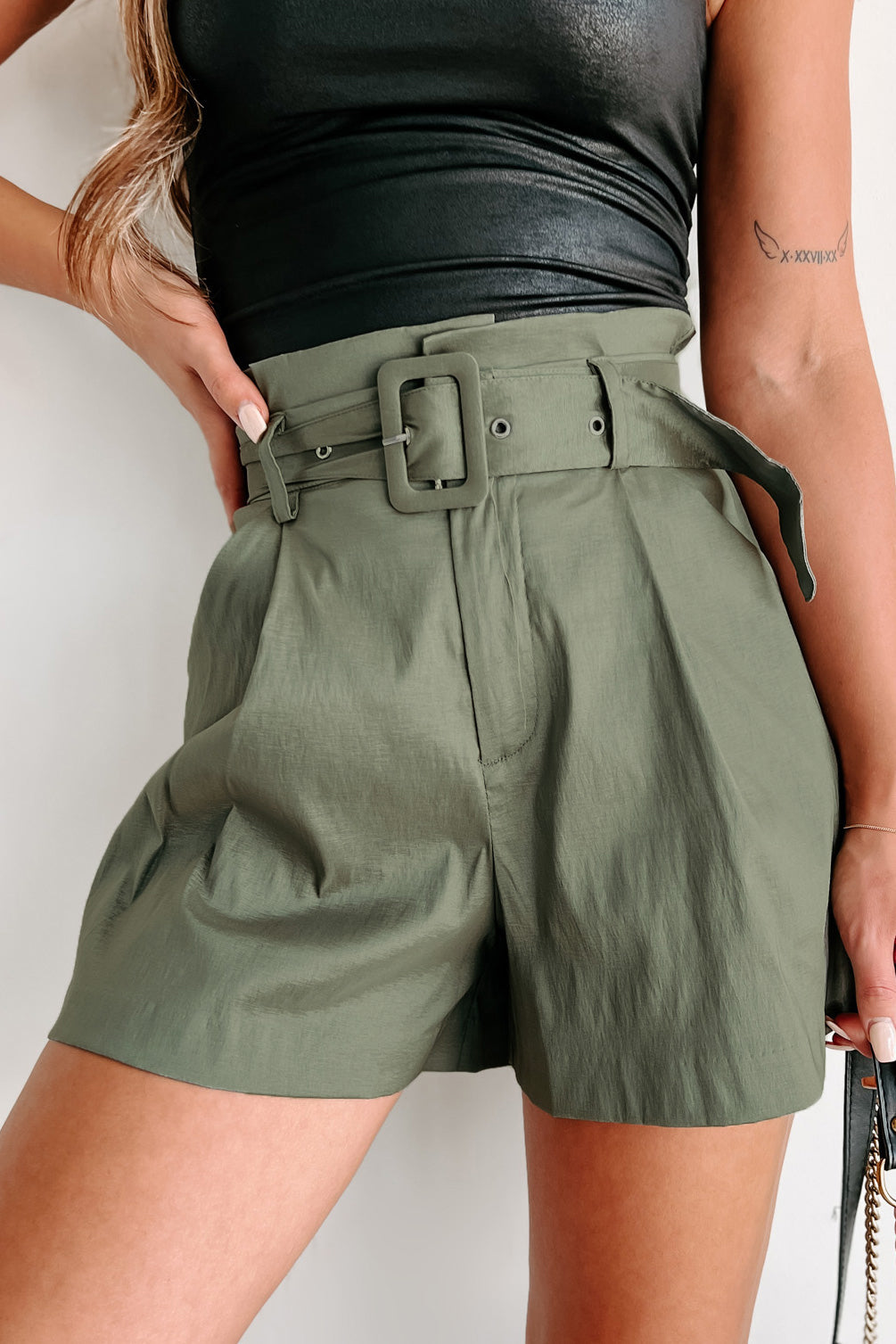 Shesways®Trend Maker Paperbag Waist Shorts (Olive)