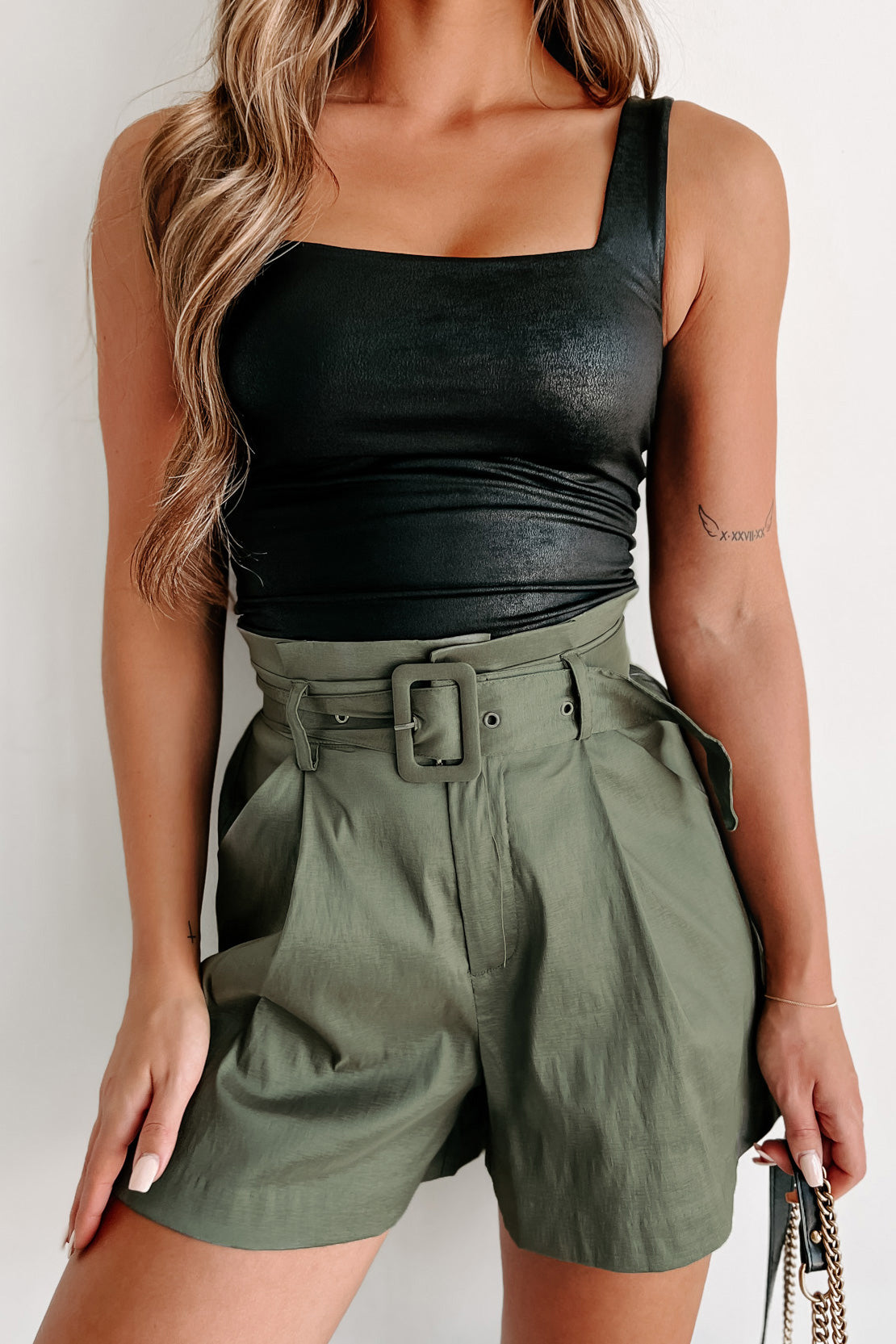 Shesways®Trend Maker Paperbag Waist Shorts (Olive)