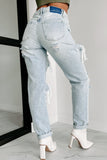 Shesways®Losing Control High Rise Ripped Baggy Jeans (Light)