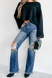 Shesways®Genevieve High Rise Distressed Straight Leg Jeans (Medium)