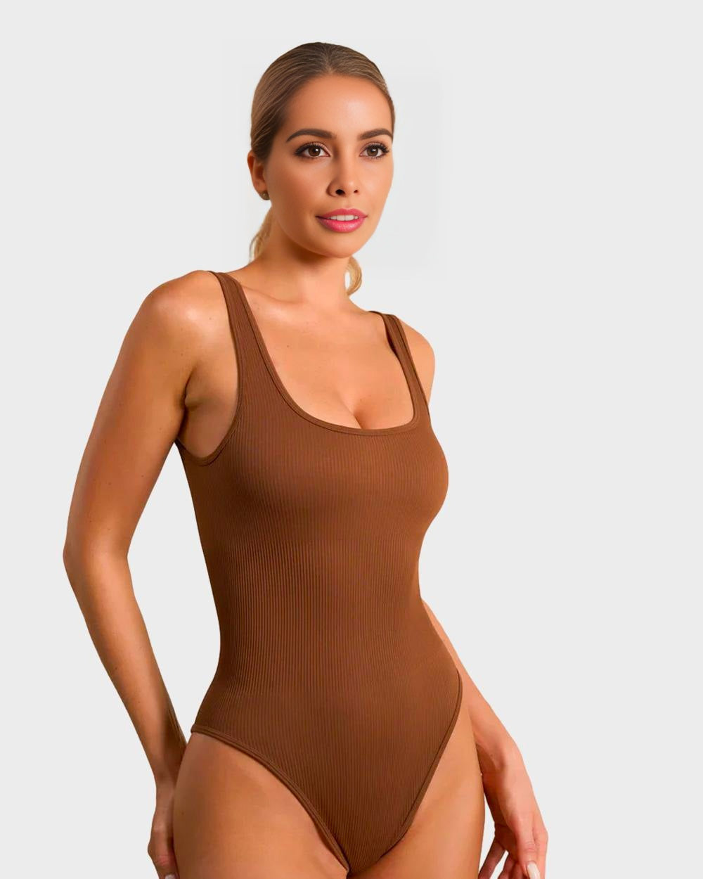 ShesWays® Wide Strap Backless Thong Bodysuit