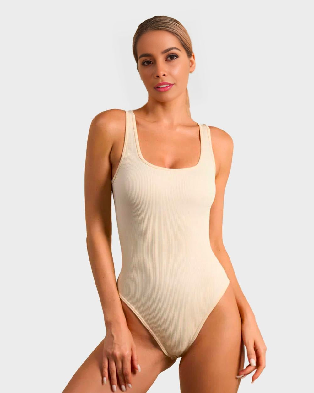 ShesWays® Wide Strap Backless Thong Bodysuit