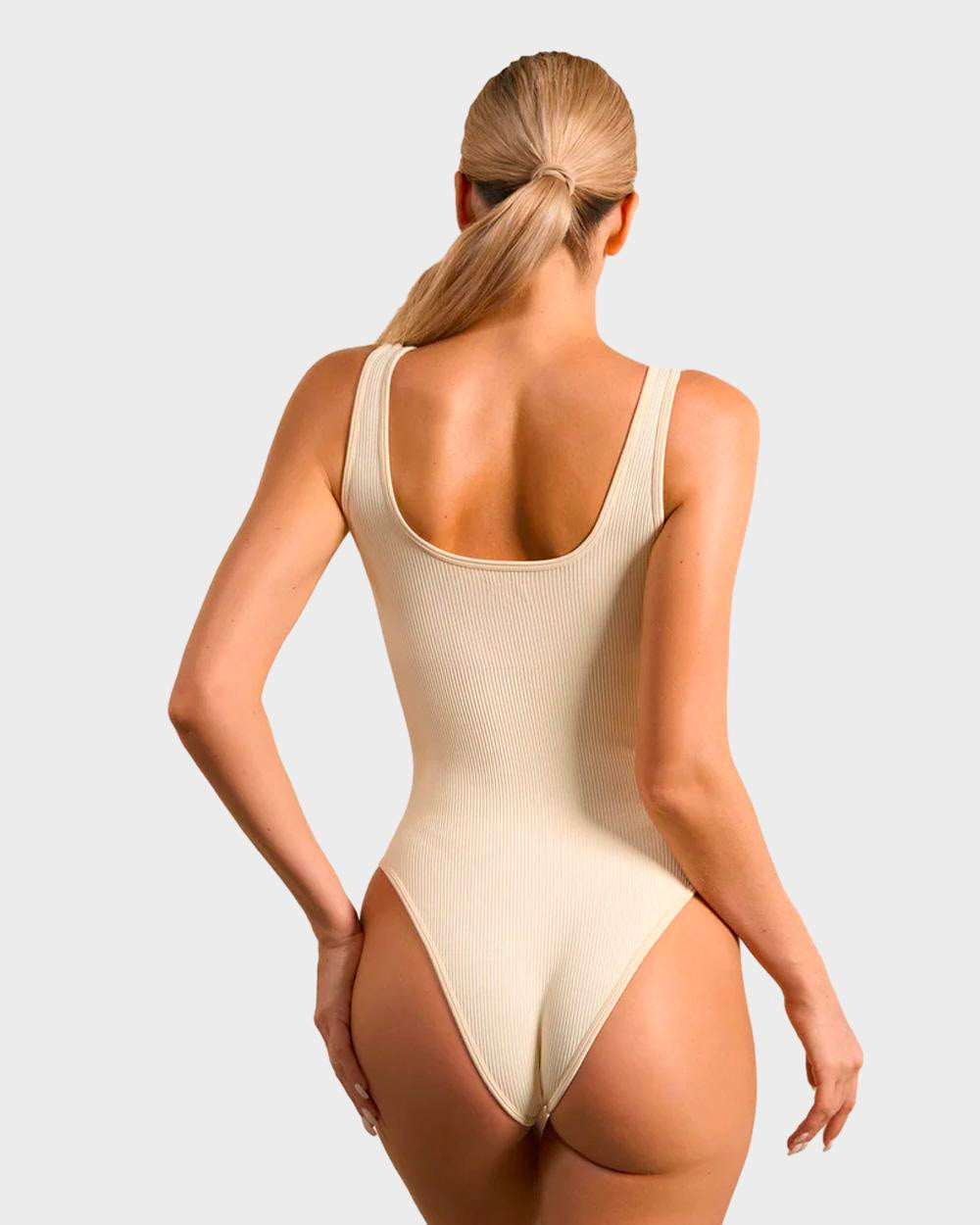 ShesWays® Wide Strap Backless Thong Bodysuit