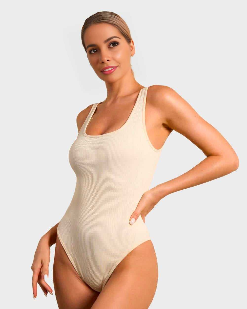 ShesWays® Wide Strap Backless Thong Bodysuit