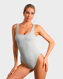 ShesWays® Wide Strap Backless Thong Bodysuit