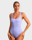 ShesWays® Wide Strap Backless Thong Bodysuit