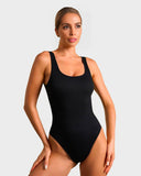 ShesWays® Wide Strap Backless Thong Bodysuit