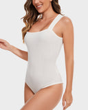 ShesWays® Ribbed Strappy Square Neck Bodysuits