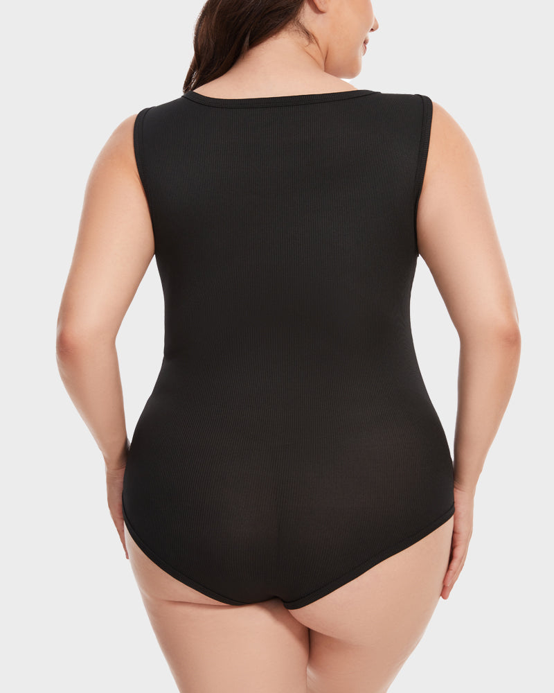 ShesWays® Ribbed Strappy Square Neck Bodysuits