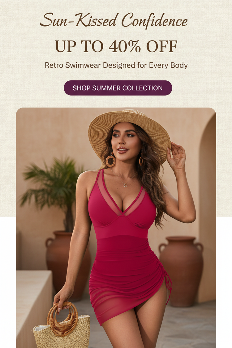 Shesways SunDefense Retro Swimsuit Vertical Banner