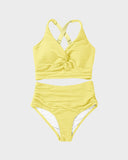 Shesways® Textured Knot-Front High-Waisted Bikini Set